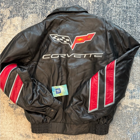 Black and Red Bomber Jacket with Sporty Stripes - Picture 2 of 7